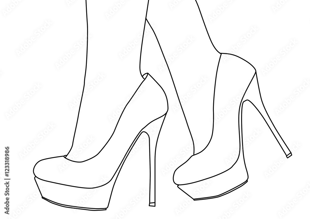 High heels coloring picture illustration