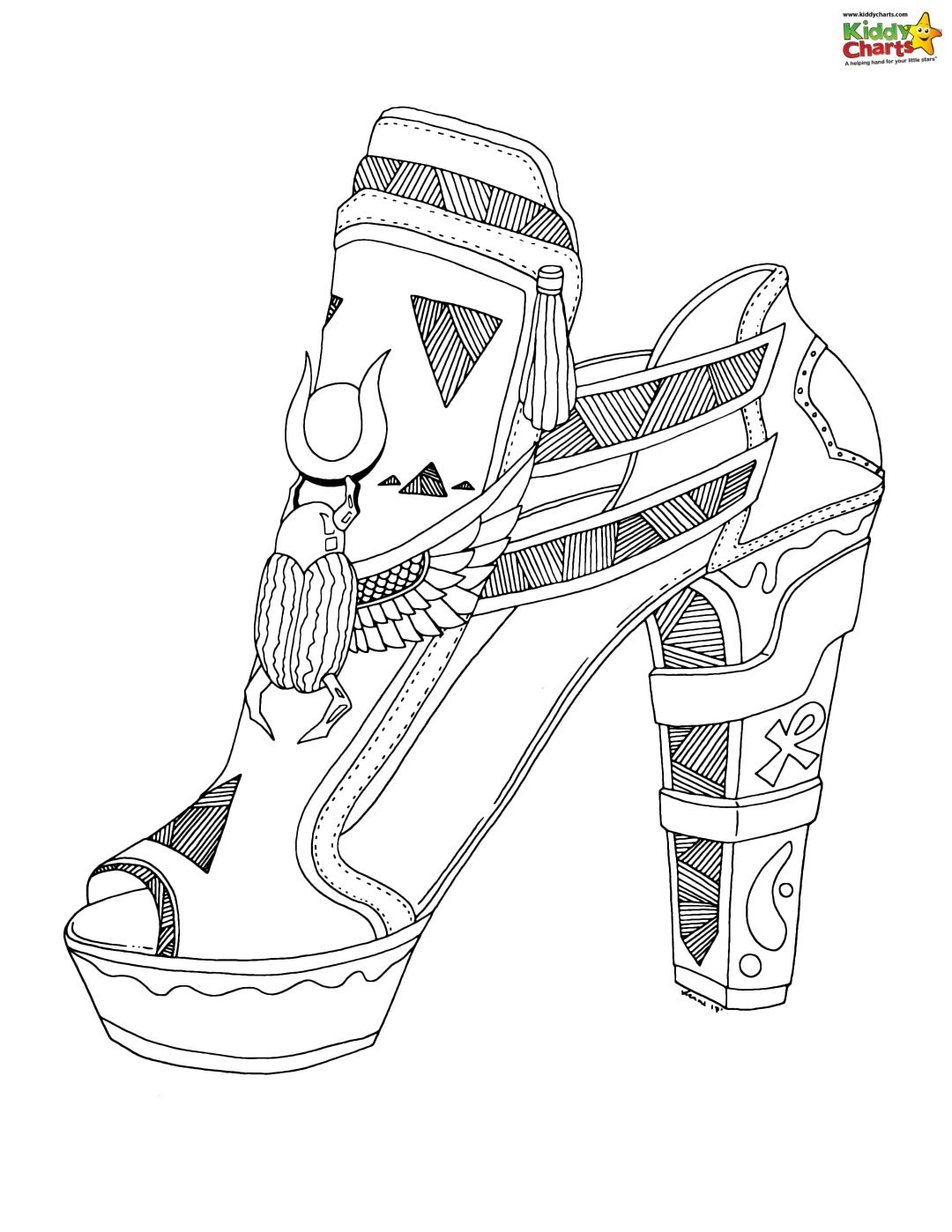 High heel shoe coloring pages for adults and kids