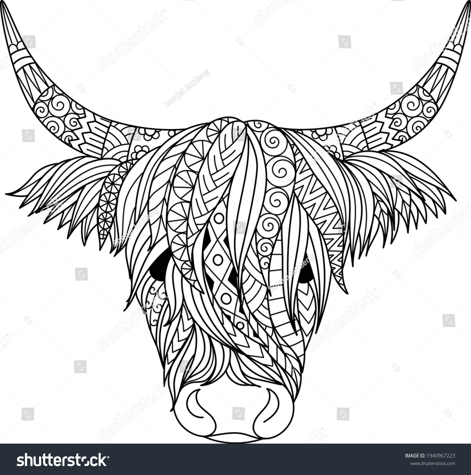 Hundred cow zentangle royalty