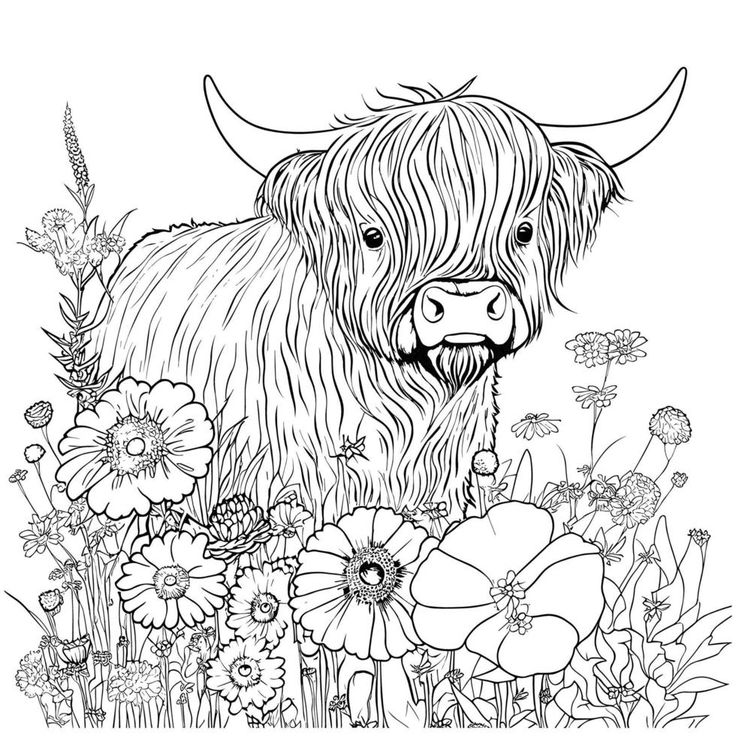 Highland cow coloring pages for adults cow coloring pages cow colour farm animal coloring pages