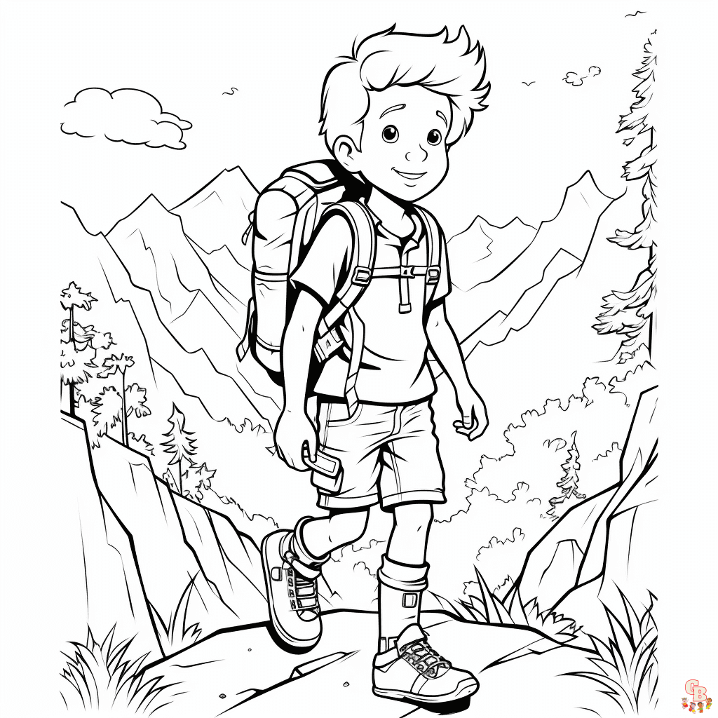 Printable hiking coloring pages free for kids and adults