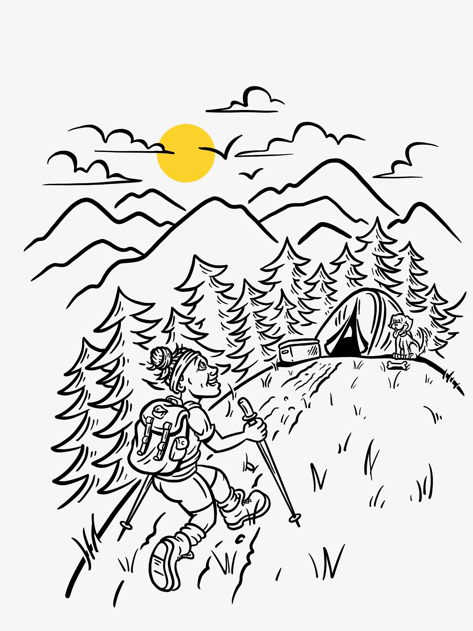 Coloring page hiker hunger outfitters