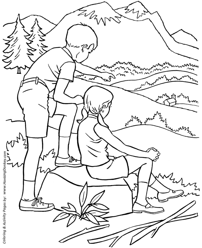 Summer season coloring page hiking in state park summer coloring pages coloring pages coloring books