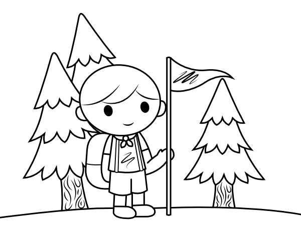 Printable hiking kid coloring page