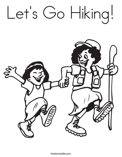 Lets go hiking coloring page