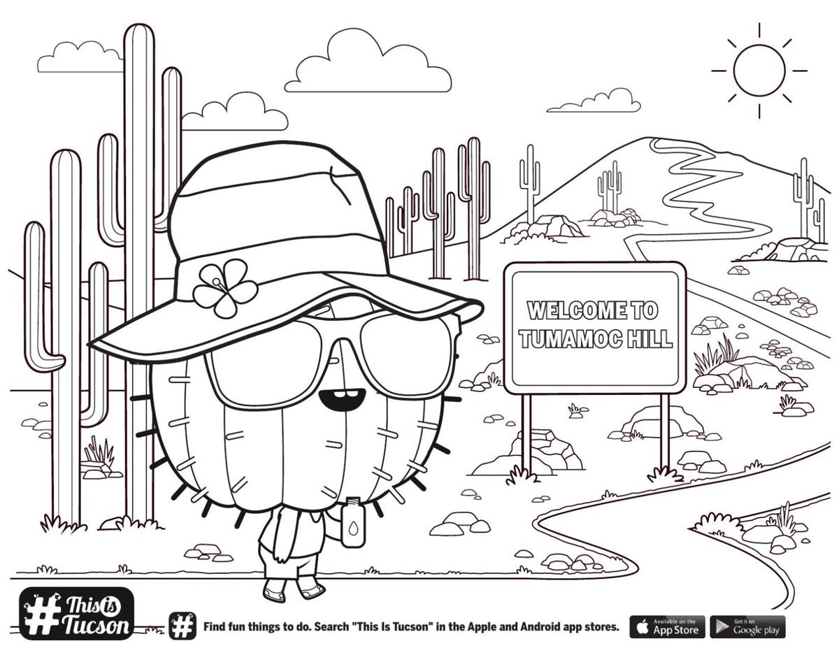 Tumamoc hiking cactus coloring page this is tucson tucson