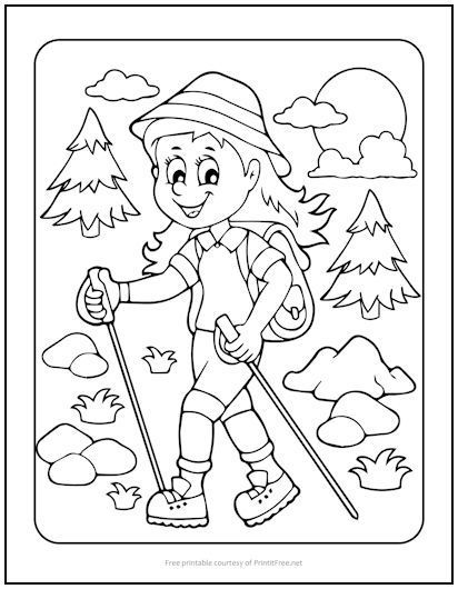 Happy hiker coloring page camping coloring pages coloring pages nature kids