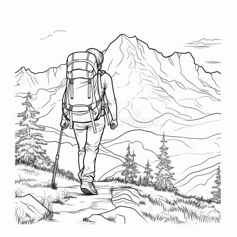 Hiking coloring stock illustrations â hiking coloring stock illustrations vectors clipart