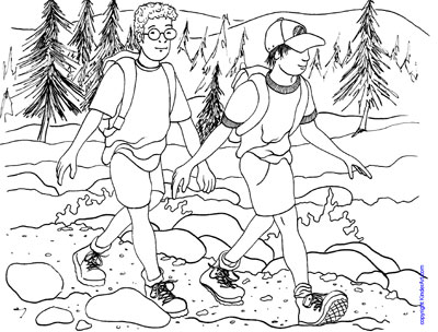 Hiking coloring page â