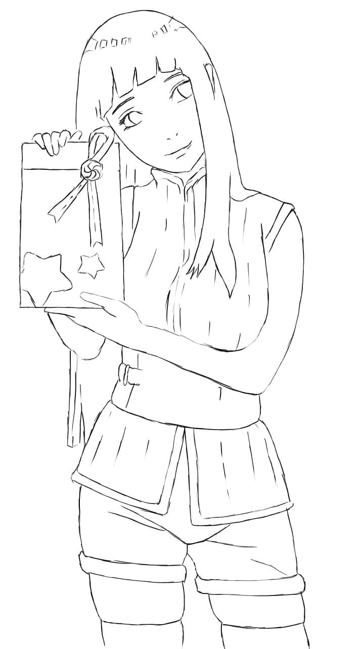 Very cute hyuga hinata coloring page