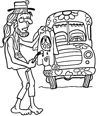 Hippie man coloring page free printable coloring pages