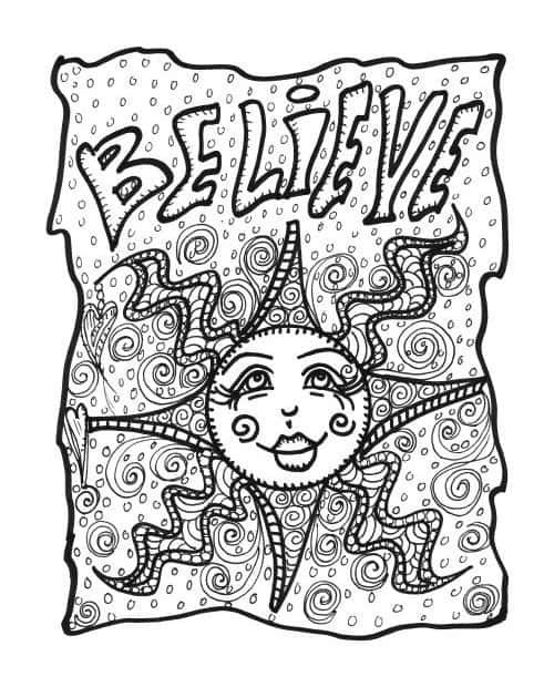 Free hippie coloring pages for adults funky pictures from hippie folk art coloring book the mindful word