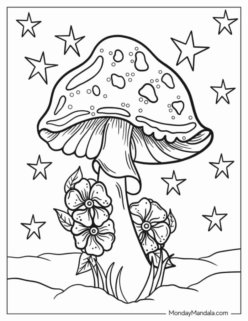 Mushroom coloring pages free pdf printables