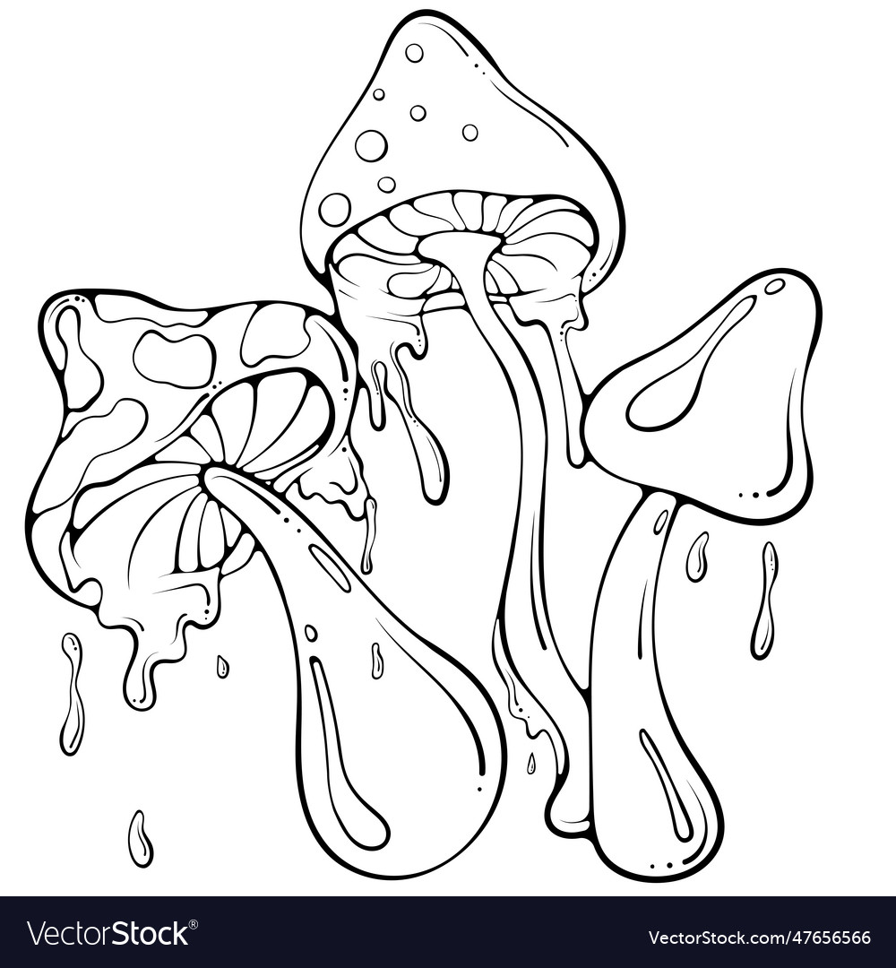 Groovy hippie mushrooms with drops position vector image