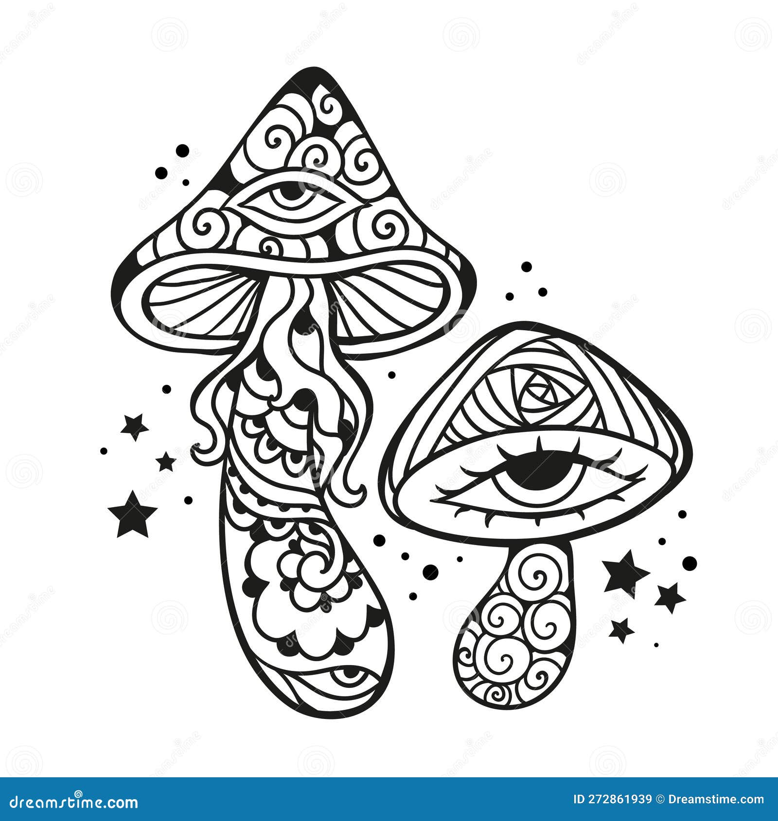 Magic mushrooms vector illustration mushrooms hippie stock vector