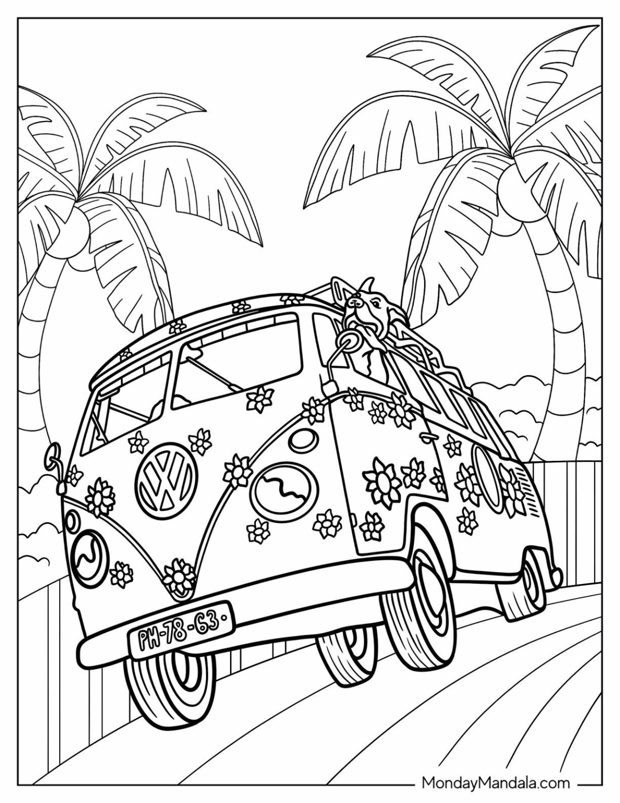 Hippie coloring pages free pdf printables