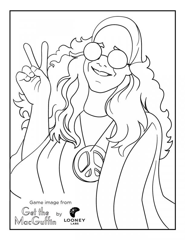 Get the macguffin hippie coloring page looney labs