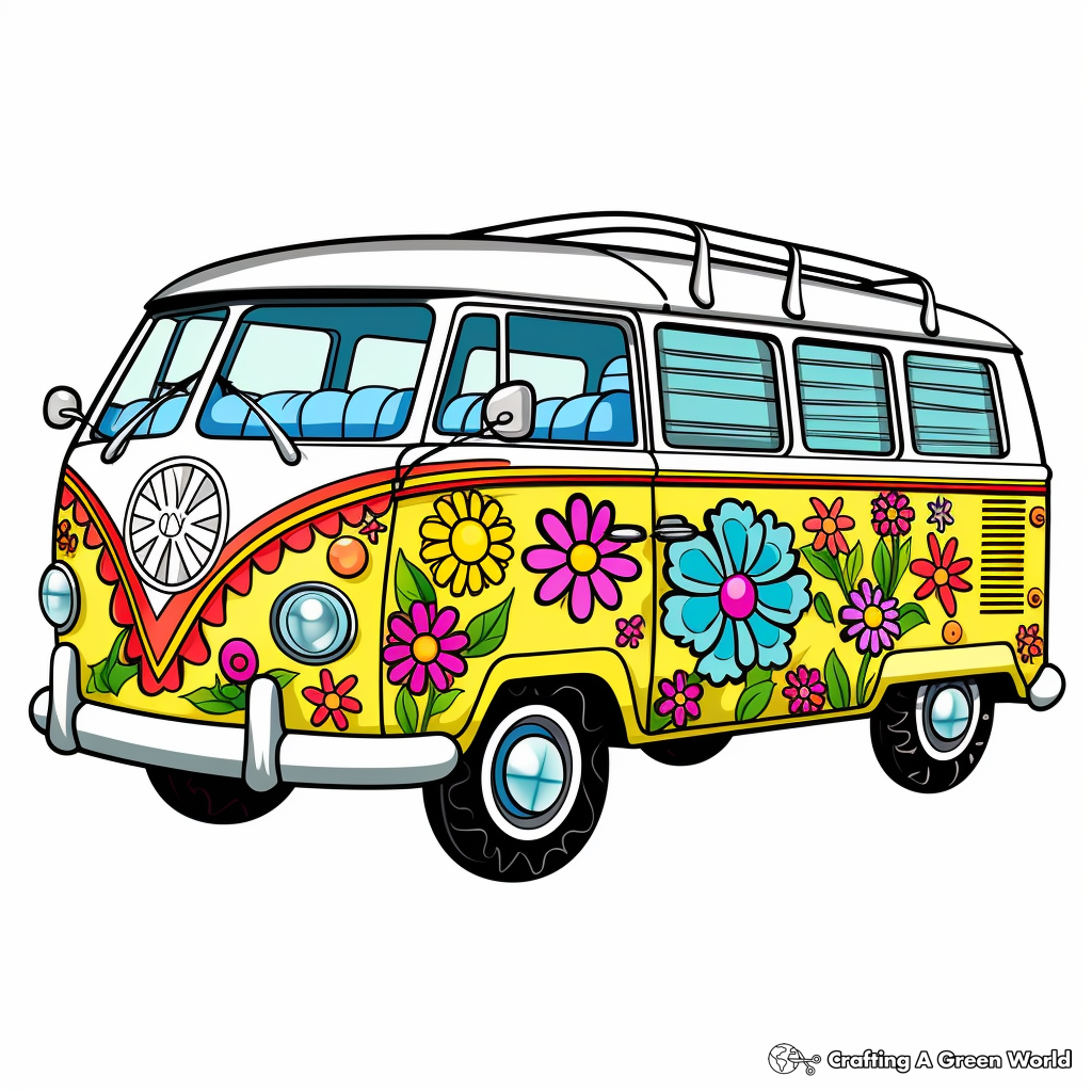 Hippie van coloring pages