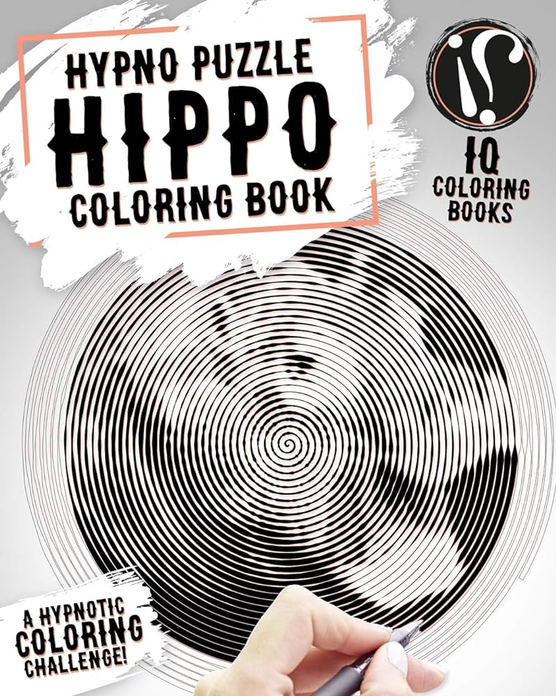 Hippo coloring book hypno puzzle single line spiral and activity challenge hippo coloring book for adults iq coloring books books