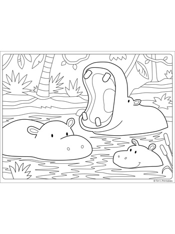 Hippopotamus coloring page â tims printables