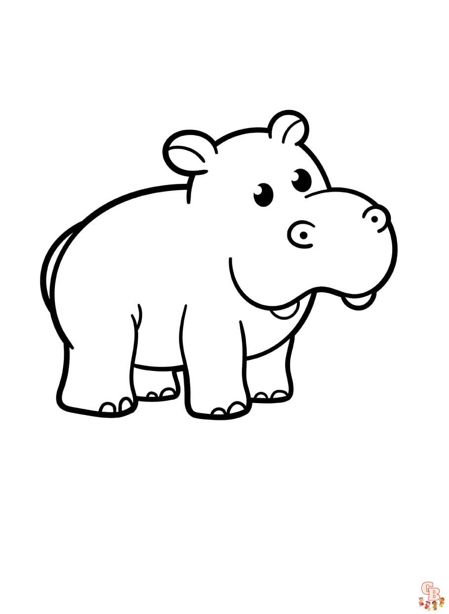 Printable hippo coloring pages free for kids and adults