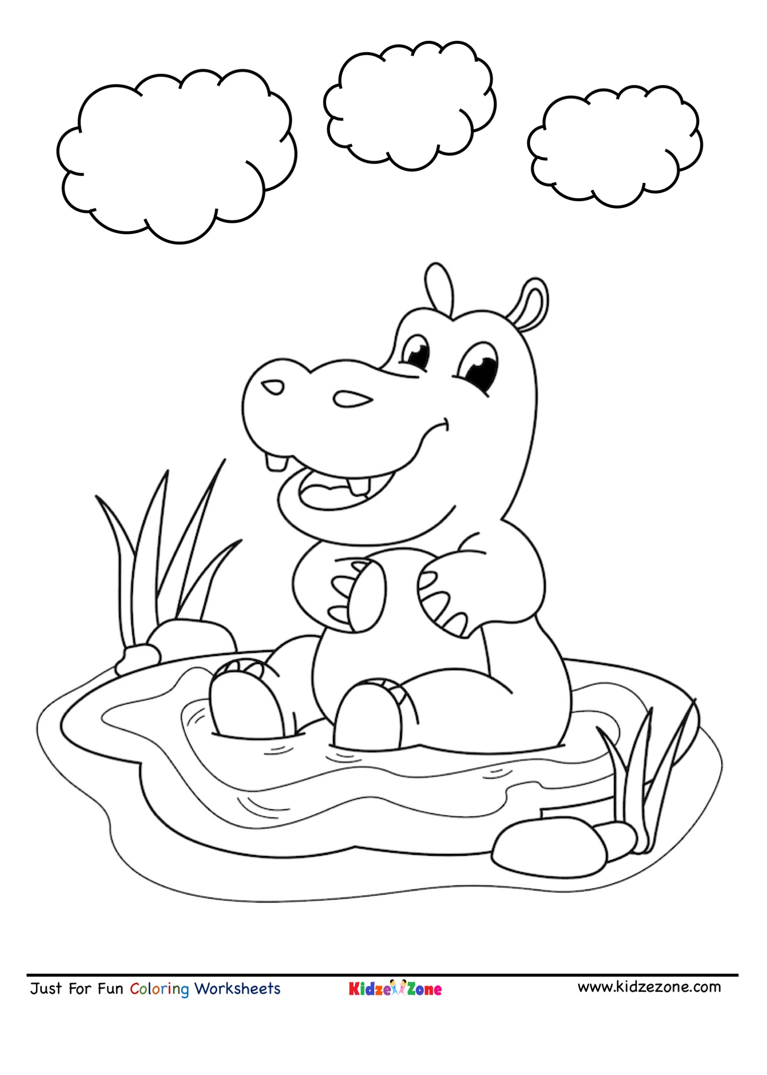 Hippo cartoon coloring page