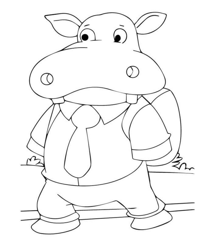 Cute free printable hippo coloring pages for toddlers