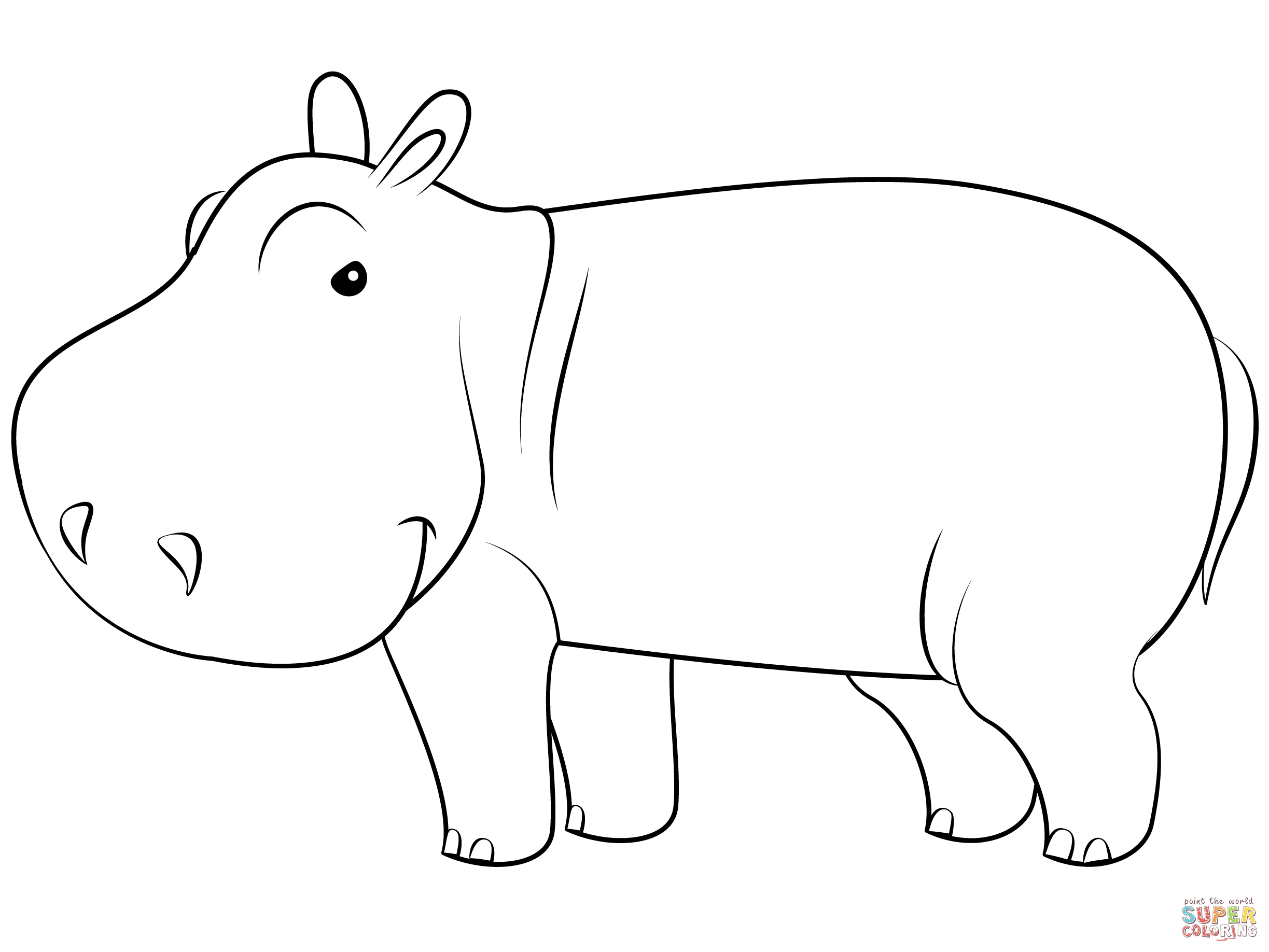 Hippo coloring page free printable coloring pages