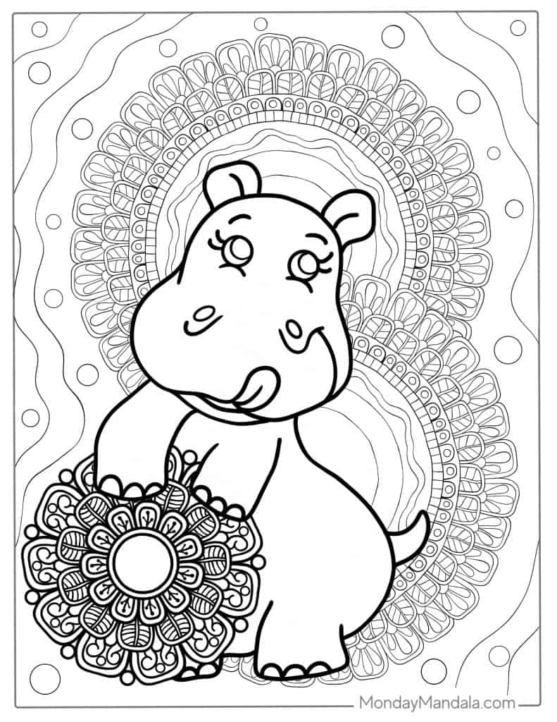 Hippo coloring pages free pdf printables