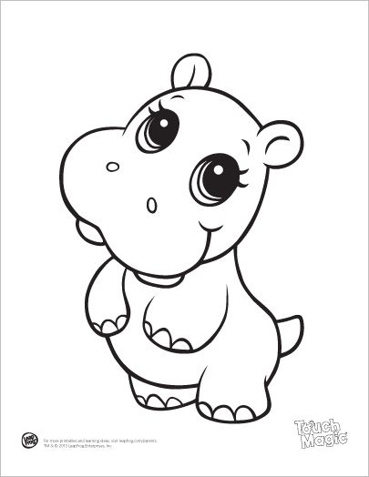 Learning friends hippo coloring printable dieren kleurplaten kinderkleurplaten schattige dierentekeningen