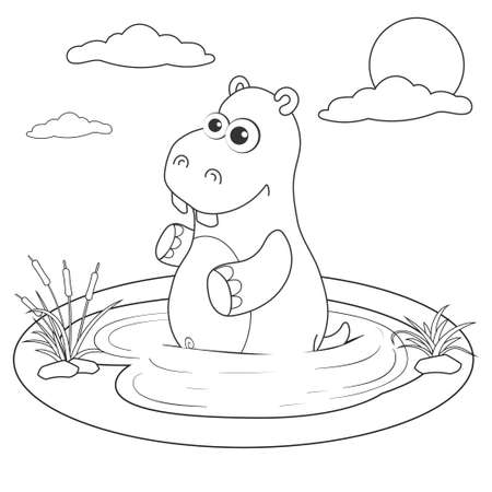 Hippo colouring book cliparts stock vector and royalty free hippo colouring book illustrations