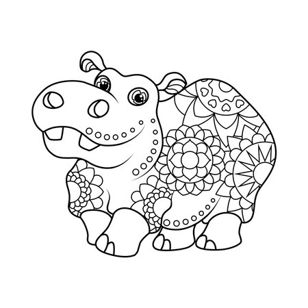 Hippo coloring page stock illustrations cliparts and royalty free hippo coloring page vectors