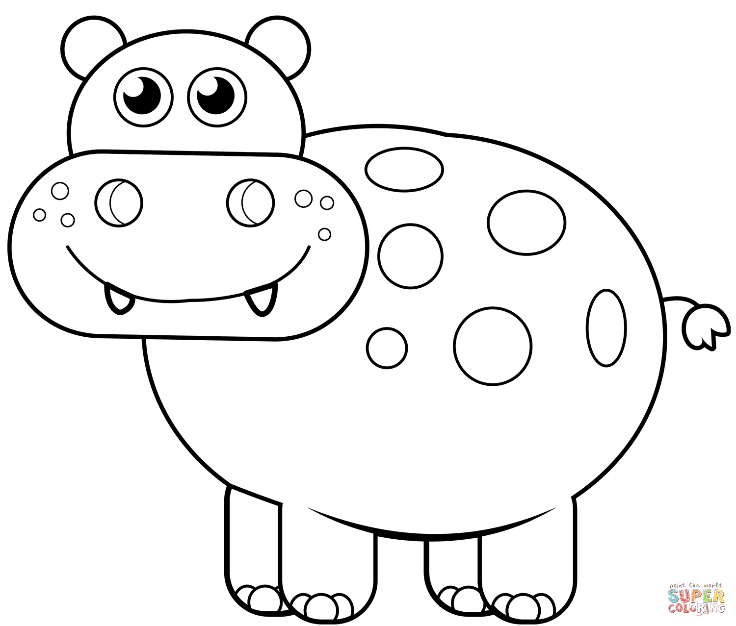 Cute hippo coloring page free printable coloring pages