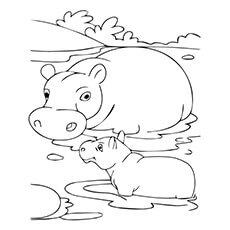 Cute free printable hippo coloring pages for toddlers