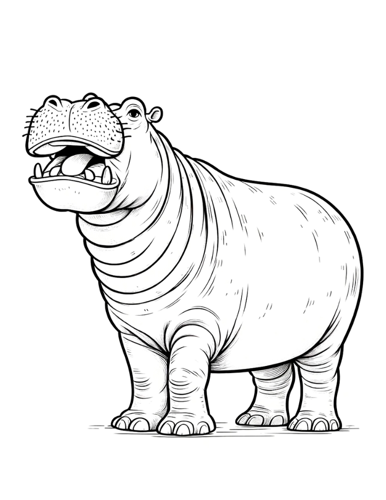 Free printable hippo coloring pages for kids