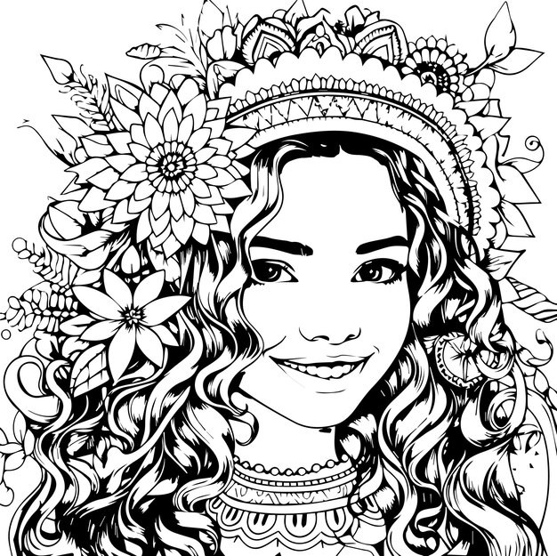 Premium vector coloring page for hispanic teens