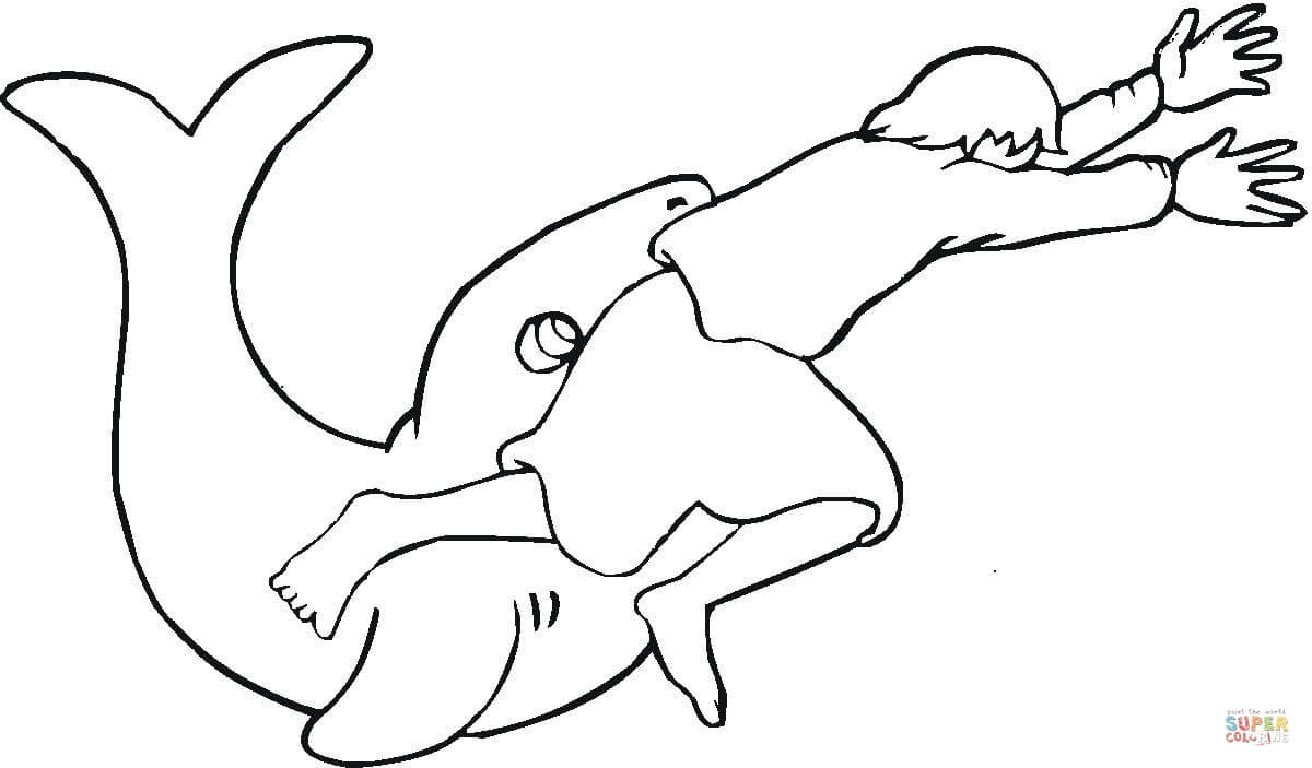 Dibujo de la historia de jonãs y la ballena para colorear dibujos para colorear imprimir gratis
