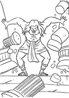 Samson demolishes the two main columns of the temple of dagon