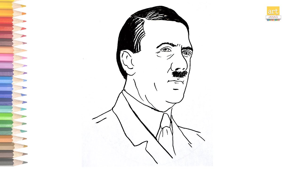 Adolf hitler outline drawing how to draw adolf hitler drawing step by step artjanag