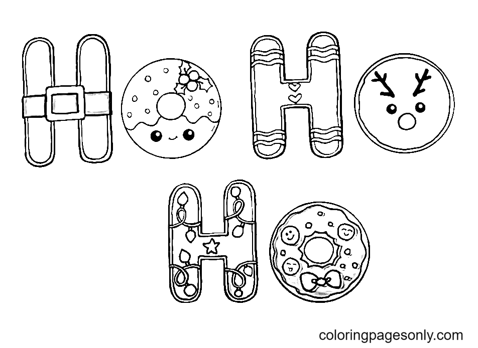 Christmas ho ho ho cookies coloring page