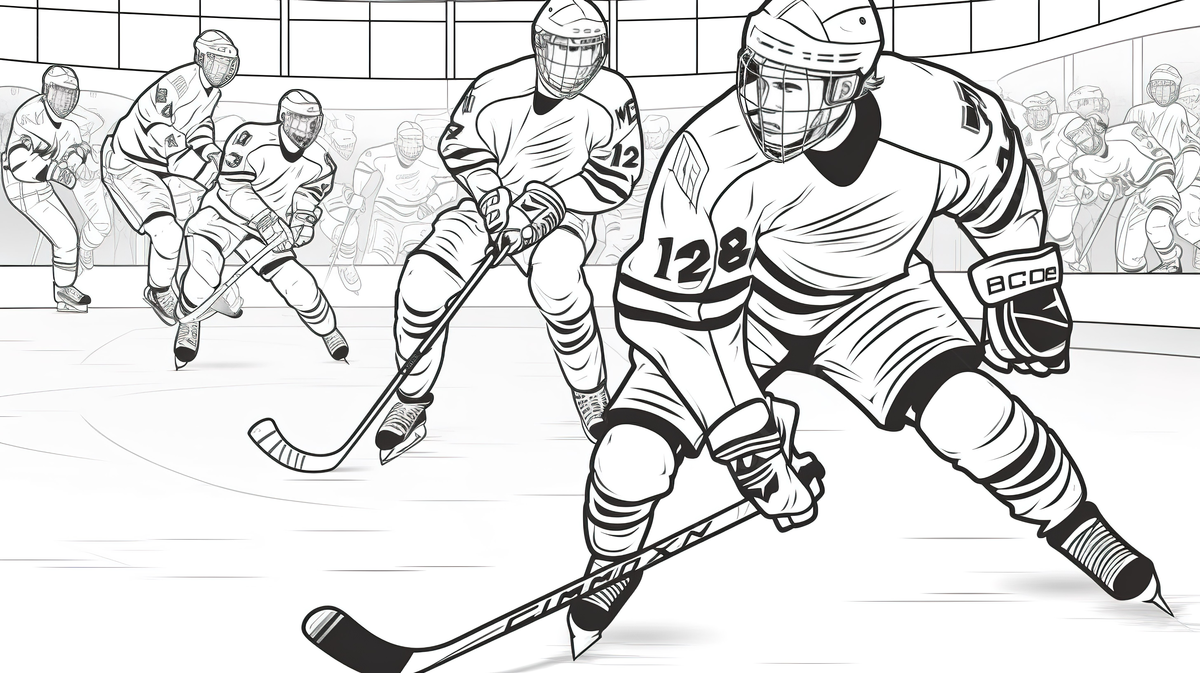 Hockey coloring pages with players on the ice background hockey coloring picture hockey sport background image and wallpaper for free download