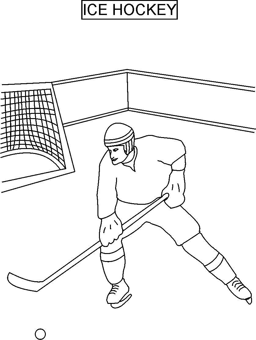 Ice hockey coloring printable page for kids