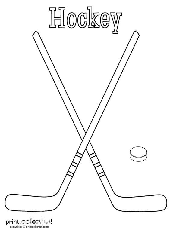 Hockey sticks and puck print color fun free printables coloring pages crafts puzzles cards to print hockey stick hockey birthday hockey cakes