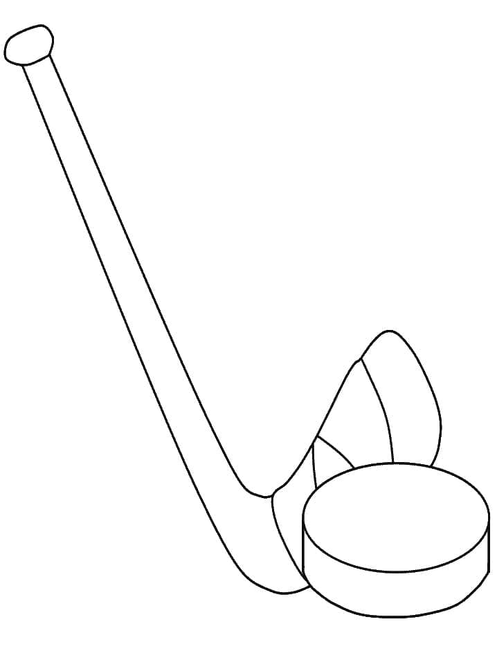 Hockey puck and stick coloring page