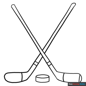 Crossed hockey sticks coloring page easy drawing guides