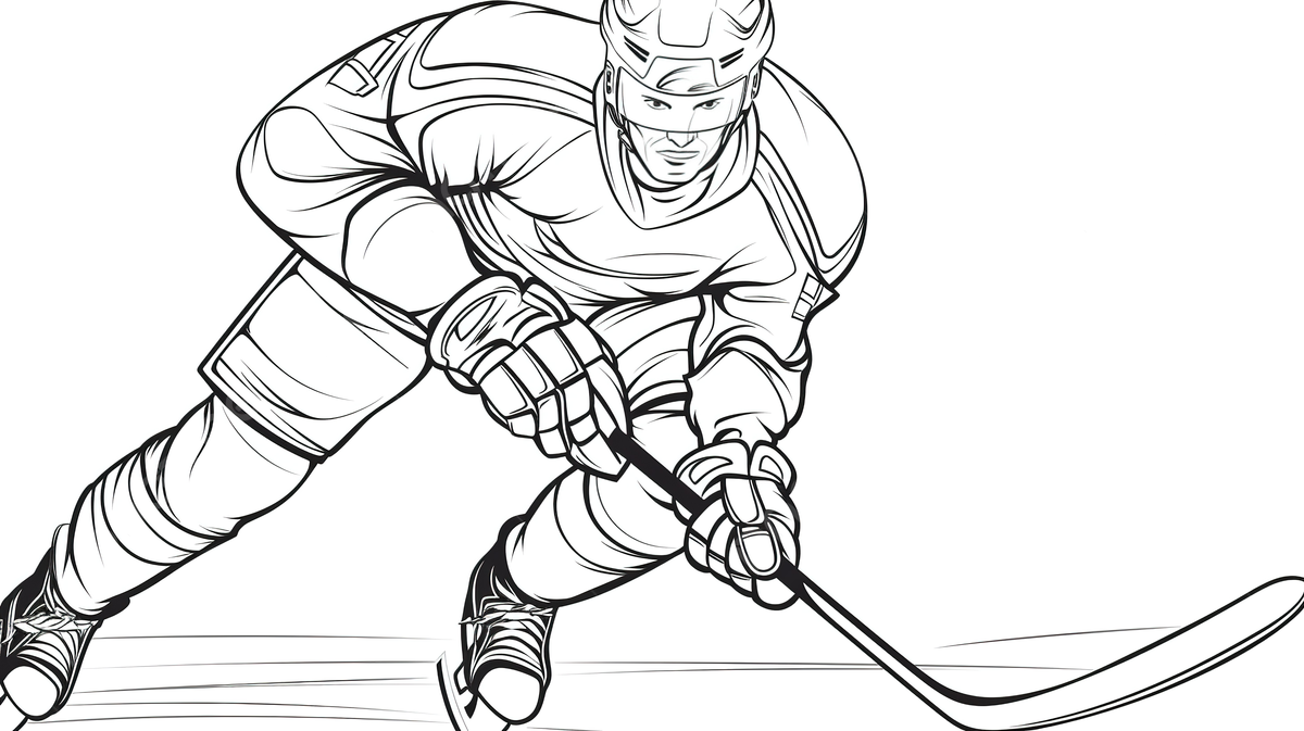 Hockey coloring pages in black and white with a line sketch background hockey coloring picture hockey sport background image and wallpaper for free download