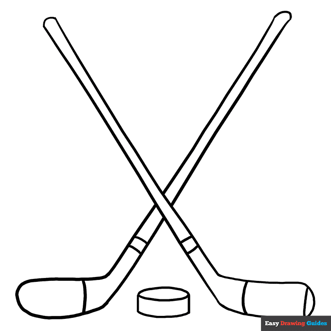 Crossed hockey sticks coloring page easy drawing guides