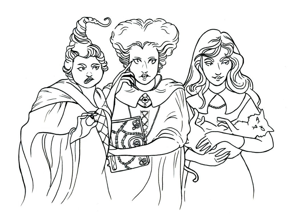 Hocus pocus line by ghoulsandgals disney coloring pages witch coloring pages free halloween coloring pages