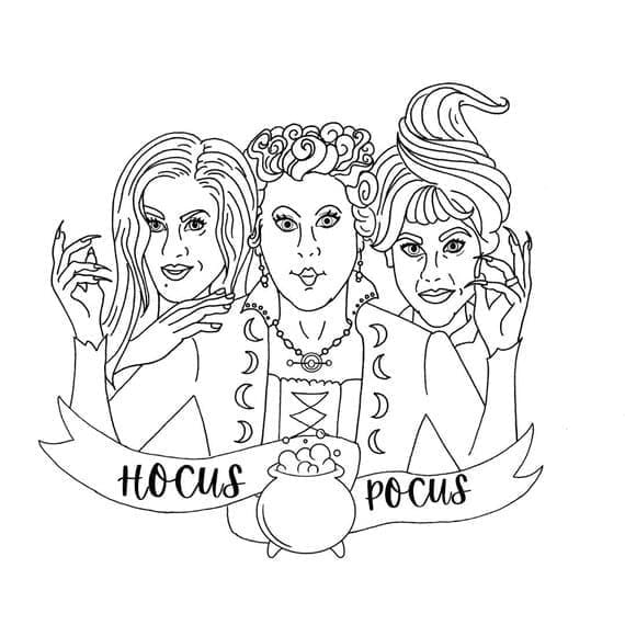 Hocus pocus free printable coloring page