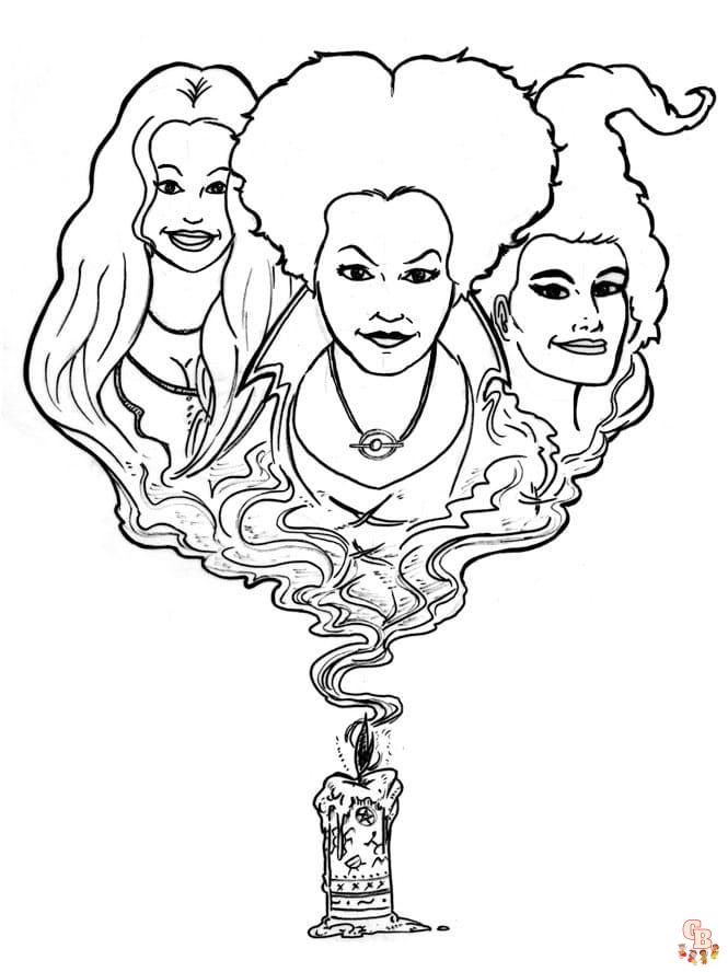 Hocus pocus coloring pages free printable sheets